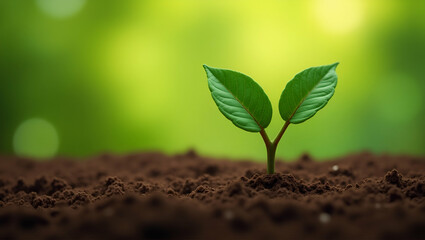 Flat Vector Illustration of a Young Tree Thriving in Fertile Garden Soil: Growth and Natural Beauty