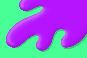 cmyk ink splashes. Purple paint splashes isolated on green background. Colorful paint splashes. Nail polish on green background. abstract liquid wave