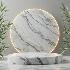 Stylish Abstract Marble Pedestal with Natural Stone Texture for High-End Product Showcase and Graphic Design Mockup