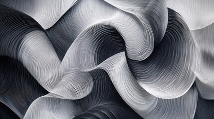 Hypnotic Wallpaper with Woven White, Black, and Gray Threads