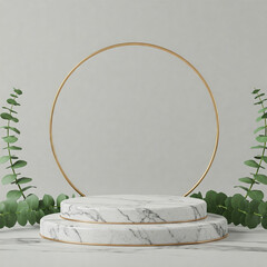 Stylish Abstract Marble Pedestal with Natural Stone Texture for High-End Product Showcase and Graphic Design Mockup