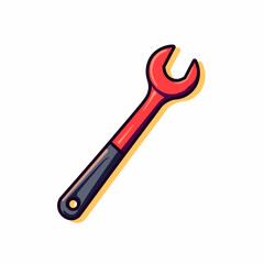 Colorful socket wrench illustration on white background, tool concept