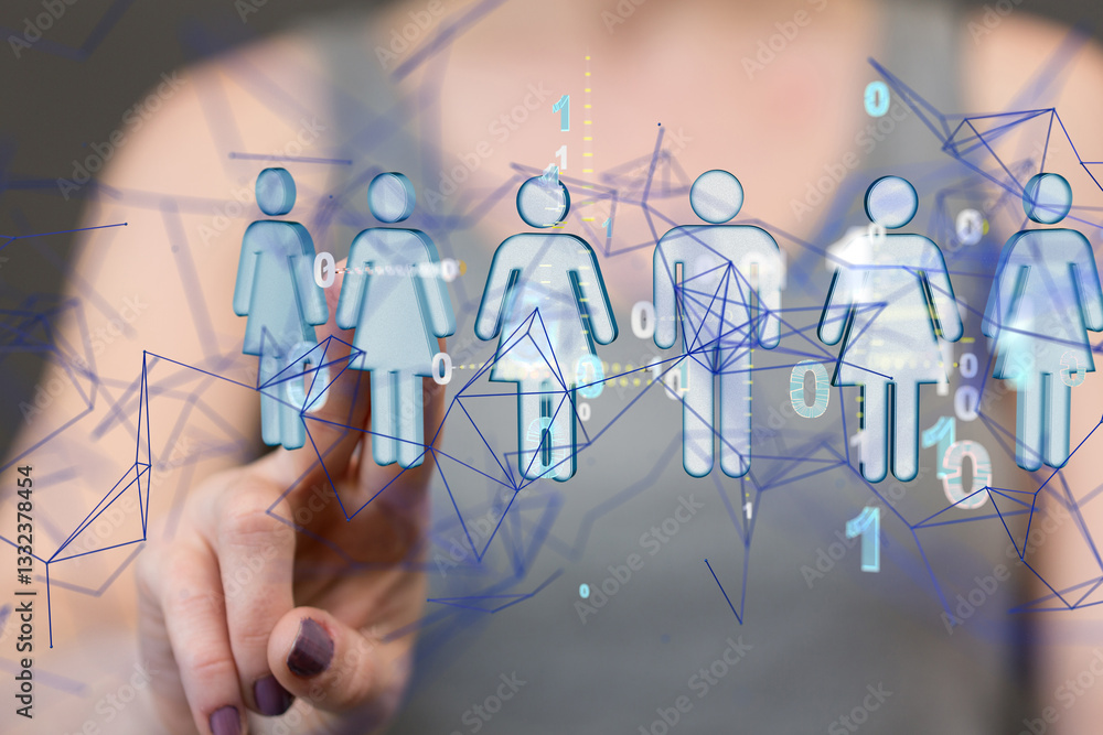 Poster Neural network concept. Connected cells with links. - neural network exposure digital