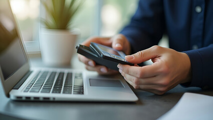 Credit Card Payment Process: Buy and Sell Products & Services in E-Commerce - Digital Graphic Illustrating Financial Transactions with Empty Space for Customization