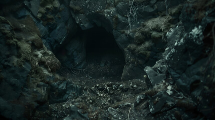 A Dark, Rocky Cave Entrance