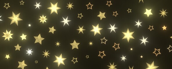 XMAS Stars - Holiday golden decoration, glitter frame isolated -