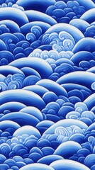 Fototapeta premium Artistic blue ocean with dynamic waves captured in a seamless pattern showcasing the fluidity and motion of water