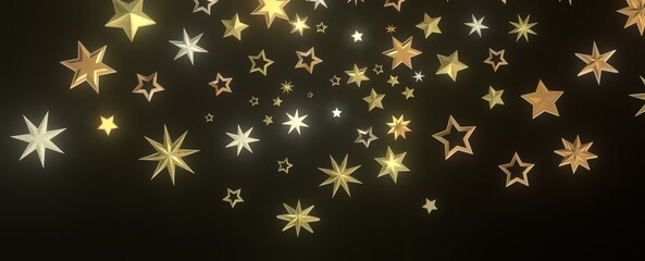 Falling Holiday Astral Radiance: Magnificent 3D Illustration of Descending Stellar Illumination for Christmas