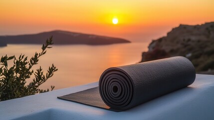 Sunset Yoga Mat by Ocean View Serene Peaceful and Tranquil Scene