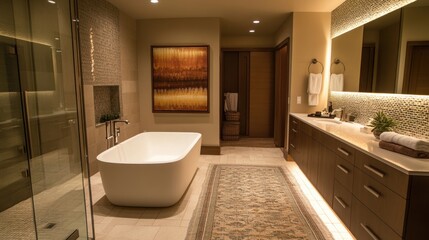 Fototapeta premium Luxury Modern Bathroom Design: Serene Spa-Like Ambiance