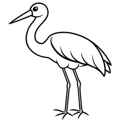 Clean Stork Outline Art Design