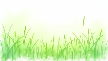 Fototapeta premium Serene Watercolor Illustration of Blowing Green Grass for Decor