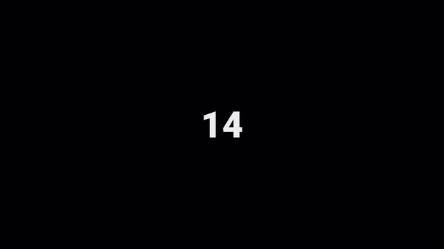 Number counter animation from 0 to 20 on a transparent background, Animated counting Numbers of twenty in 4k. 
