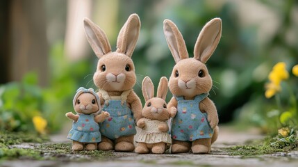 Obraz premium Adorable Bunny Family in a Garden Setting