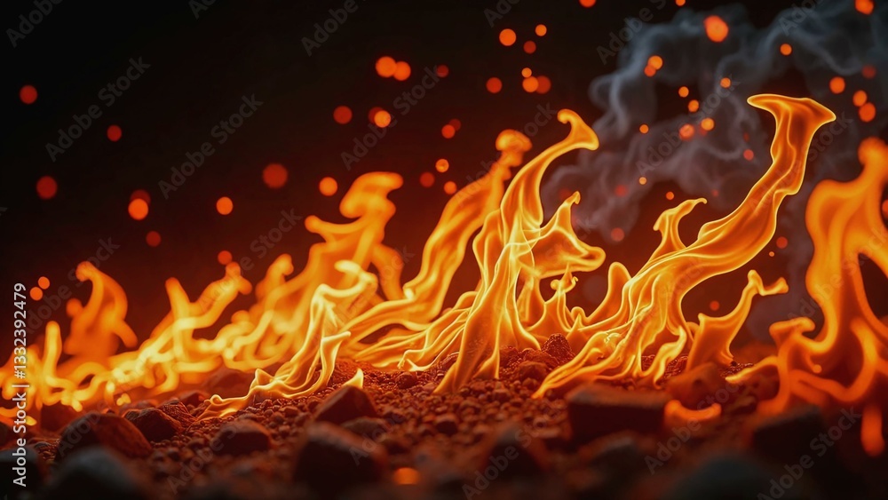 Poster artistic rendering of flames in motion showcasing fluidity and intensity