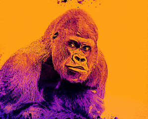 Colorful monkey art portrait