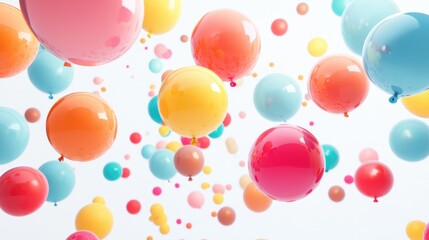 Vibrant balloons against white backdrop from generative AI.