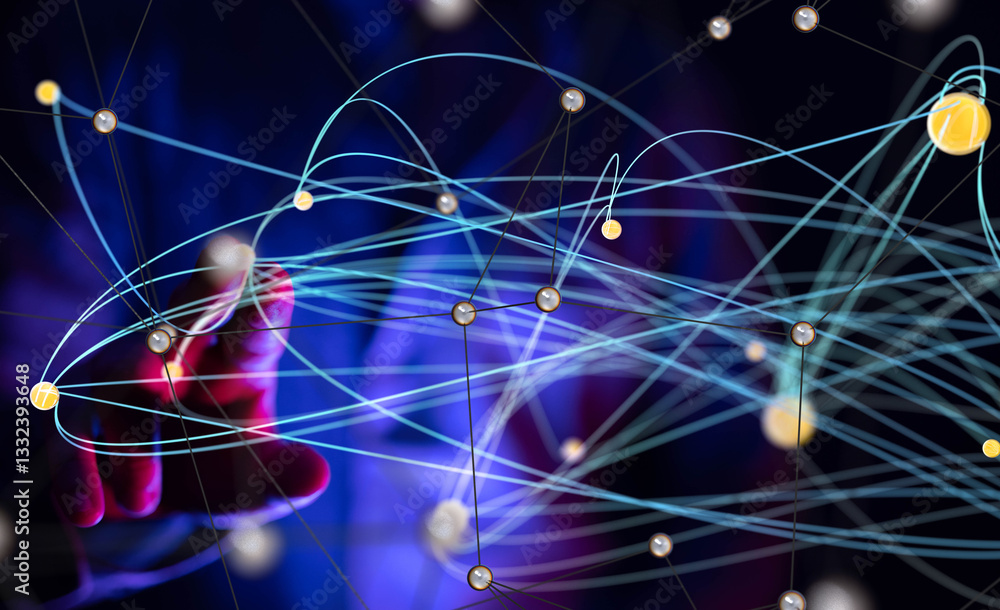 Poster conference digital network and data concept 3d