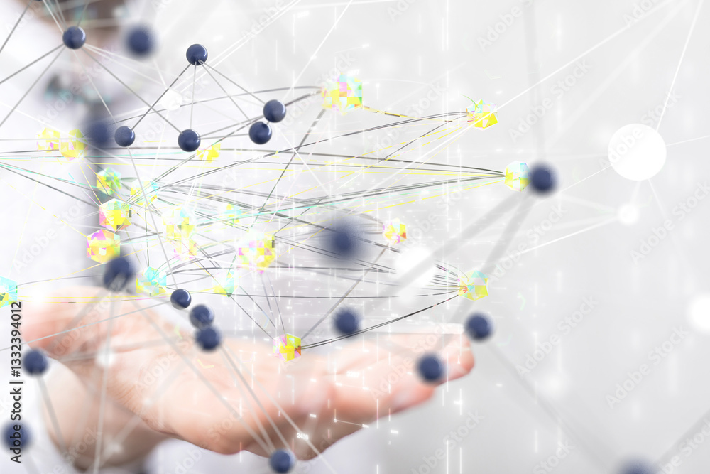 Poster conference Digital Network and data concept 3d