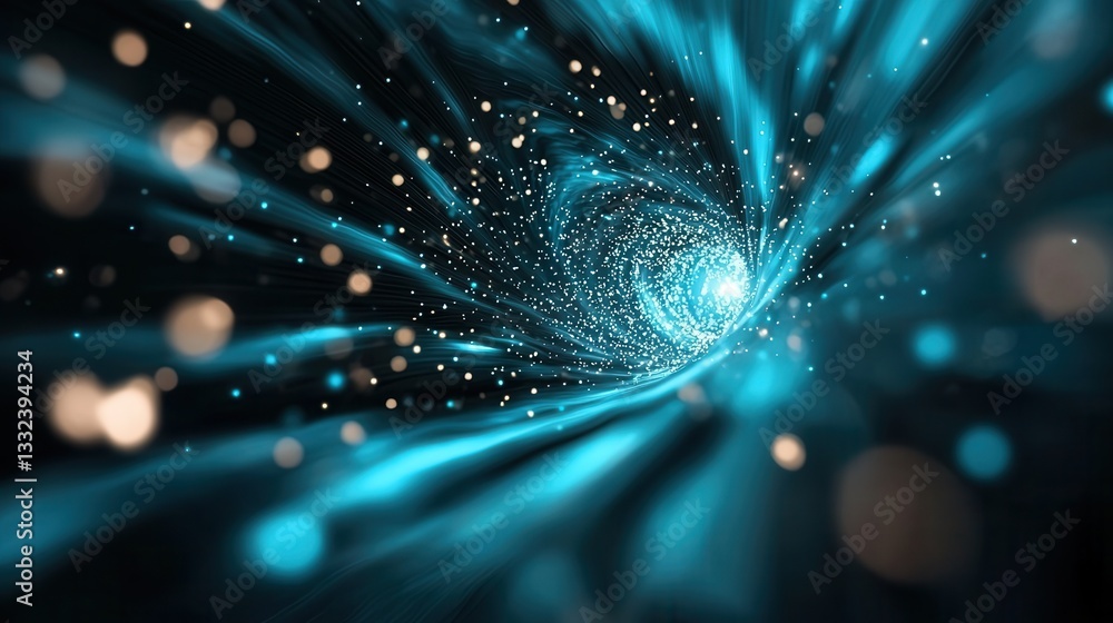 Poster a captivating and mesmerizing abstract image depicting a futuristic cosmic tunnel filled with a swir