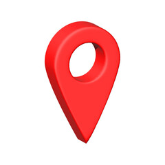 3D Red Location Pin Icon, GPS Marker, Navigation Symbol, Isolated on Transparent Background