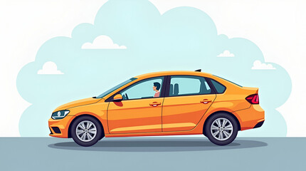 Flat Cartoon car sedan illustration with vibrant colors playful design suitable for childrens media and creative automotive projects concept as Cartoon car sedan illustration with vibrant colors playf