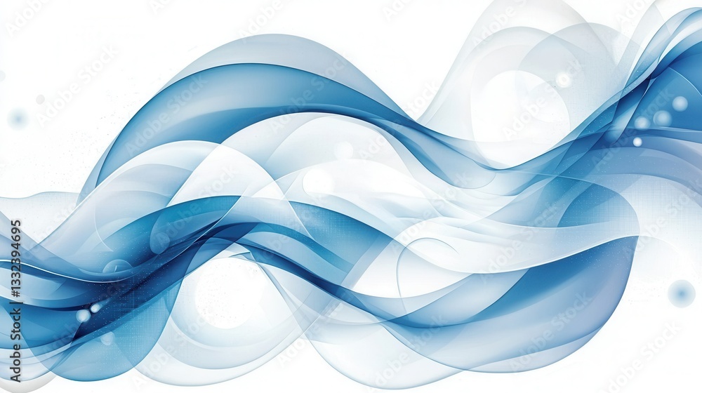 Poster vibrant blue digital waves gracefully flow and undulate across a contrasting dark and white backgrou