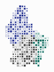 Luxembourg, shape of the country build of colored cells. Digital style map of the Luxembourg on white background. Large size square blocks. Vibrant vector illustration.