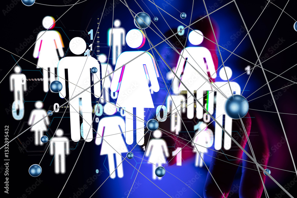 Aufkleber abstract technology group and data 3d