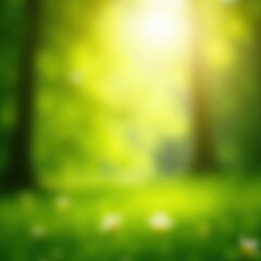Obraz premium Blurred sunbeams, soft spring greens & yellows, gentle light, design, light