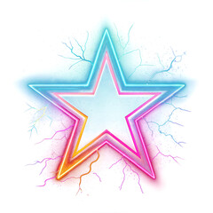 Obraz premium Luminous Neon Star Burst on Soft Gray Background PNG