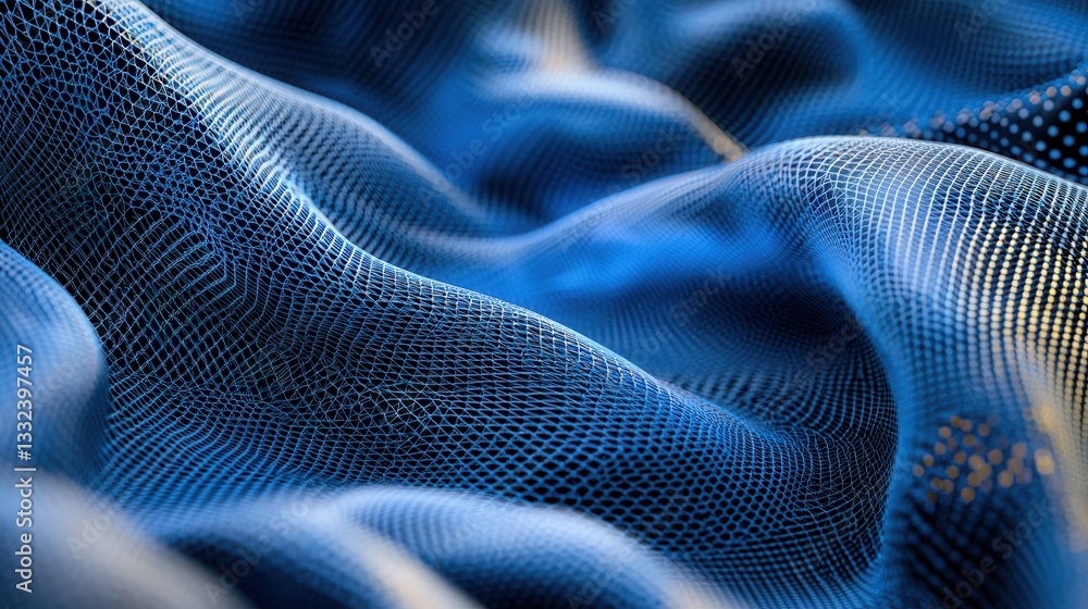 Fototapete A captivating digital depicting a dynamic fluid sphere constructed from an intricate network of interconnected points and flowing lines creating a mesmerizing and futuristic visual effect