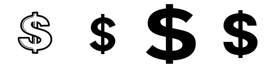 A hand-drawn dollar sign icon is depicted in isolation on a white background as a modern illustration
