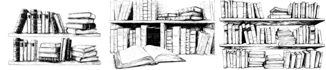 The bookshelf features a collection of modern books, some standing and others lying down © Andrei