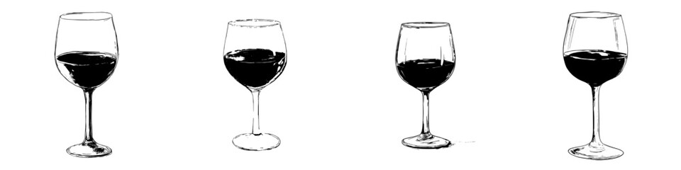 Modern Italian icon symbol presented as colorful flat stylized cartoon, cute illustration of traditional Italian object, doodle landmarks concept with food and drinks theme featuring red wine glass