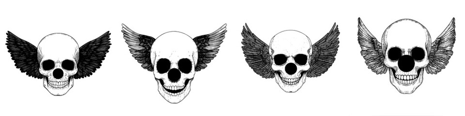 The design of the clown emblem is absolutely horrible, featuring a monochrome element with a skull and bones in a modern illustration style, symbolizing horror and evil, suitable for symbols or