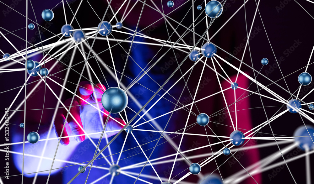 Poster conference digital network and data concept 3d