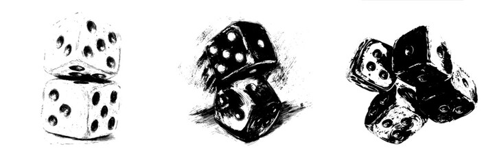 Isolated sketch of two dice on a white background © Andrei