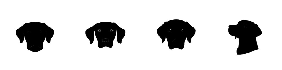 Modern illustration of a dog muzzle puppy face in monochrome as an icon, related to doggy nursery and canine breeding