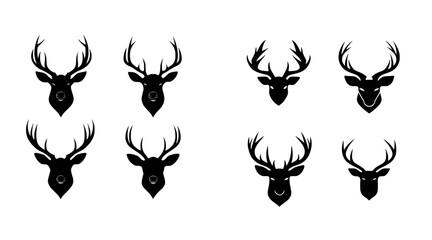 A simple cartoon graphic of a Whitetail Buck, designed in modern black on a white background. Ideal for apps, logos, websites, symbols, UI, UX, graphics, and web design