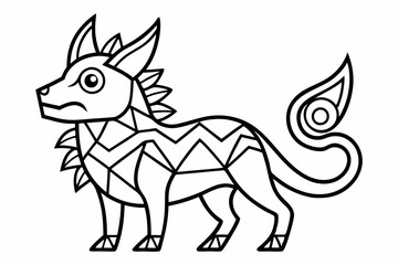 Coloring page line art black silhouette vector