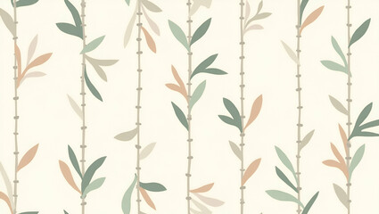 Minimalist bamboo leaves seamless tile pattern with abstract bamboo shapes and soft pastel hues ideal for modern offices concept as Abstract bamboo shapes and soft pastel hues create minimalist seamle