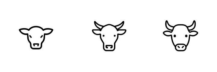 Cow head related modern linear icon for agriculture, modern outline illustration isolated on white background, editable stroke