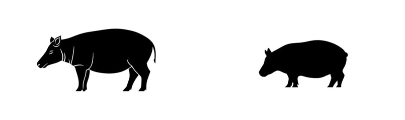 Tapir silhouette on a white background with modern illustration style