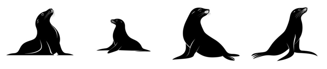 modern black and white sea lion silhouette © Andrei