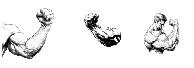 A cartoon illustration featuring a powerful arm with a flexed bicep muscle in a iconic design