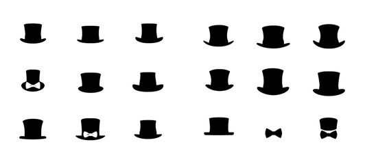 Modern top hat icon silhouette, isolated on white background