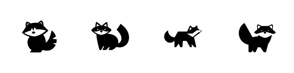 1. A modern silhouette of a raccoon, embodying its cunning nature