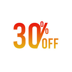 30% Off Sale in isolated white background in gradient 