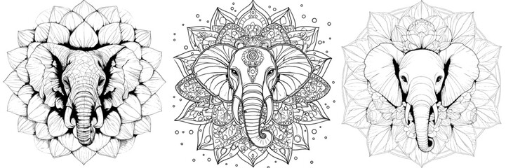 Mandala image, no background, line art for coloring, drawing for adults, cool coloring pages, coloring book art, coloring book page style with detailed modern lines